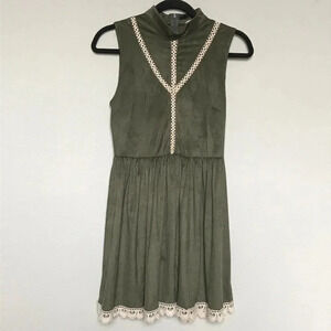 Altar'd State Olive Green Sleeveless Crochet Dress